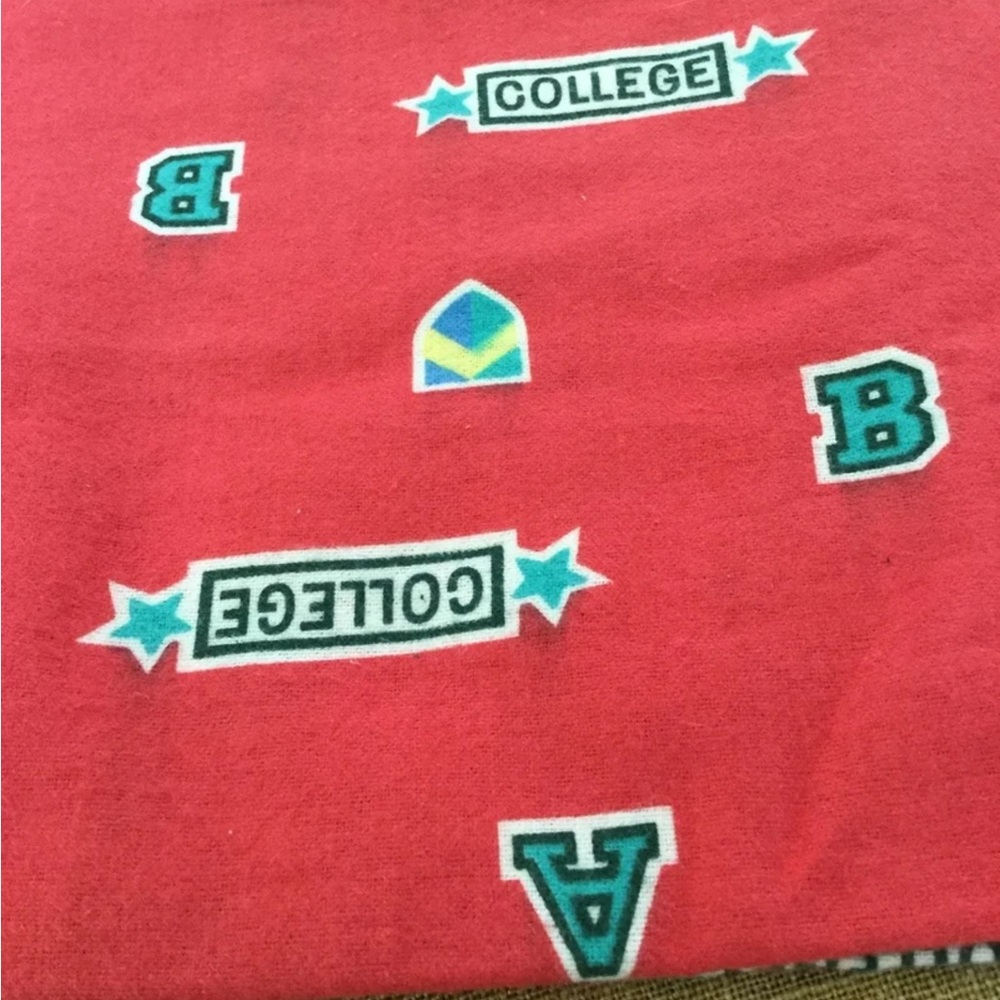 Red College Themed Fabric